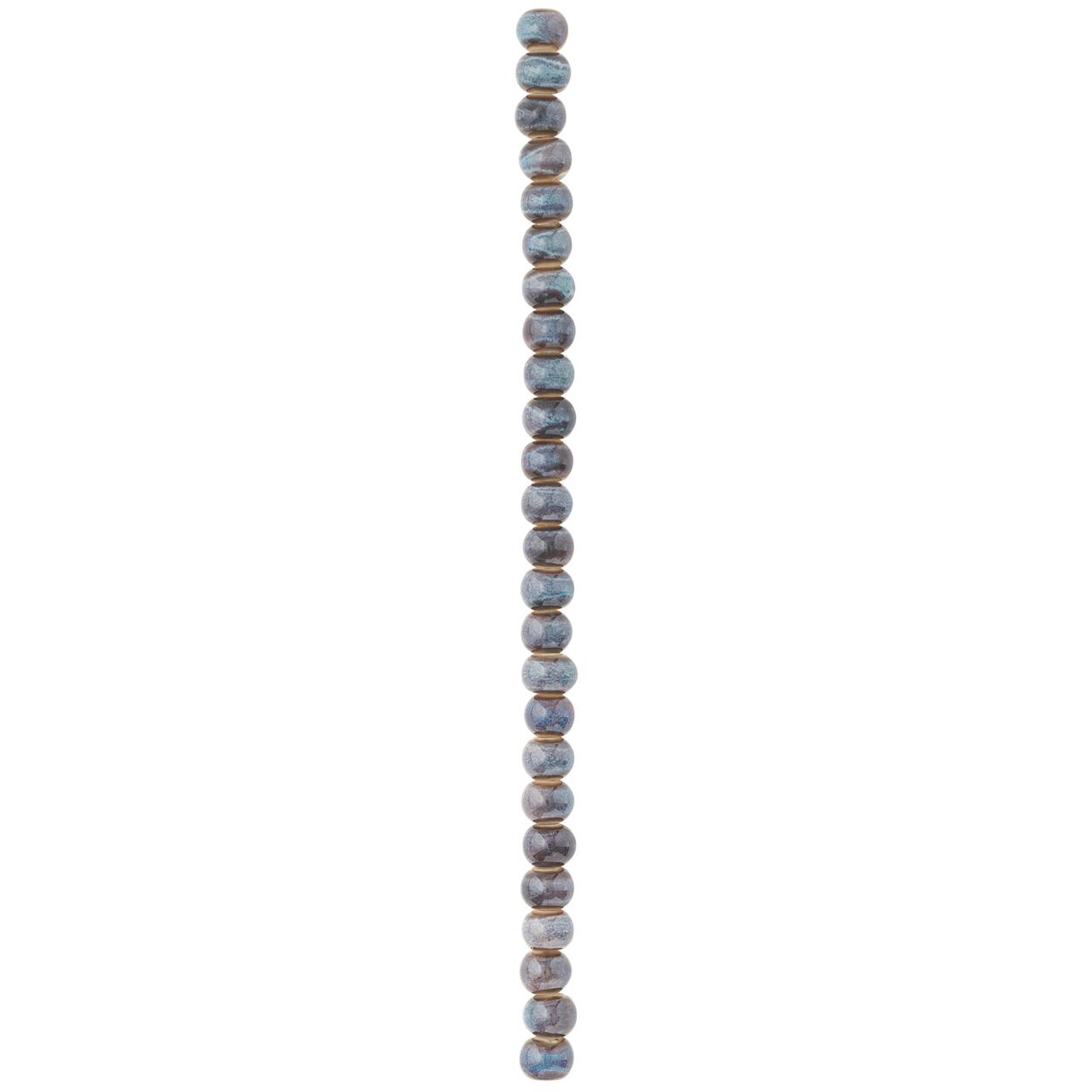 12 Pack: Blue & Brown Ceramic Round Beads, 8mm by Bead Landing™